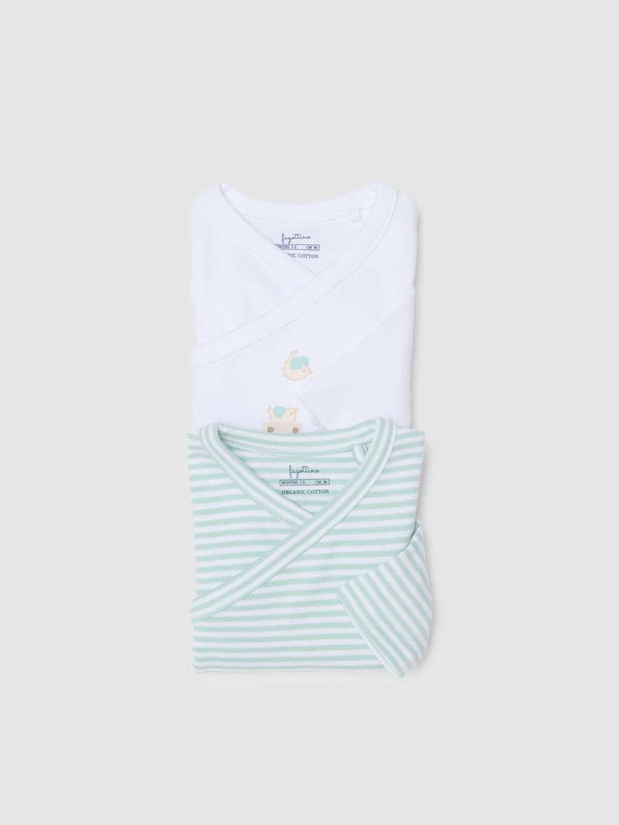 Multicolour Long Sleeve Bodysuit Twin Pack for Infants in Pure Cotton_3