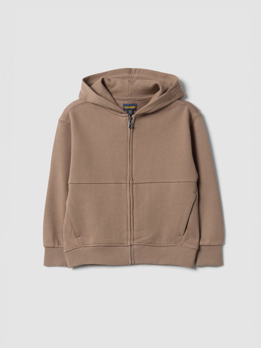 Hellbrauner Hoodie aus reiner Bio-Baumwolle mit Reissverschluss, Oversize-Fit f&uuml;r Jungen_0