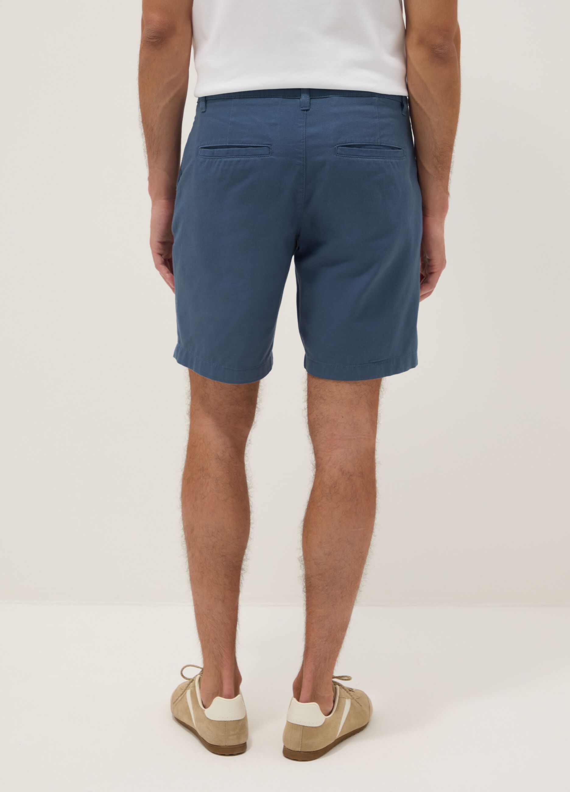 Blue regular-fit pure cotton chino Bermuda shorts