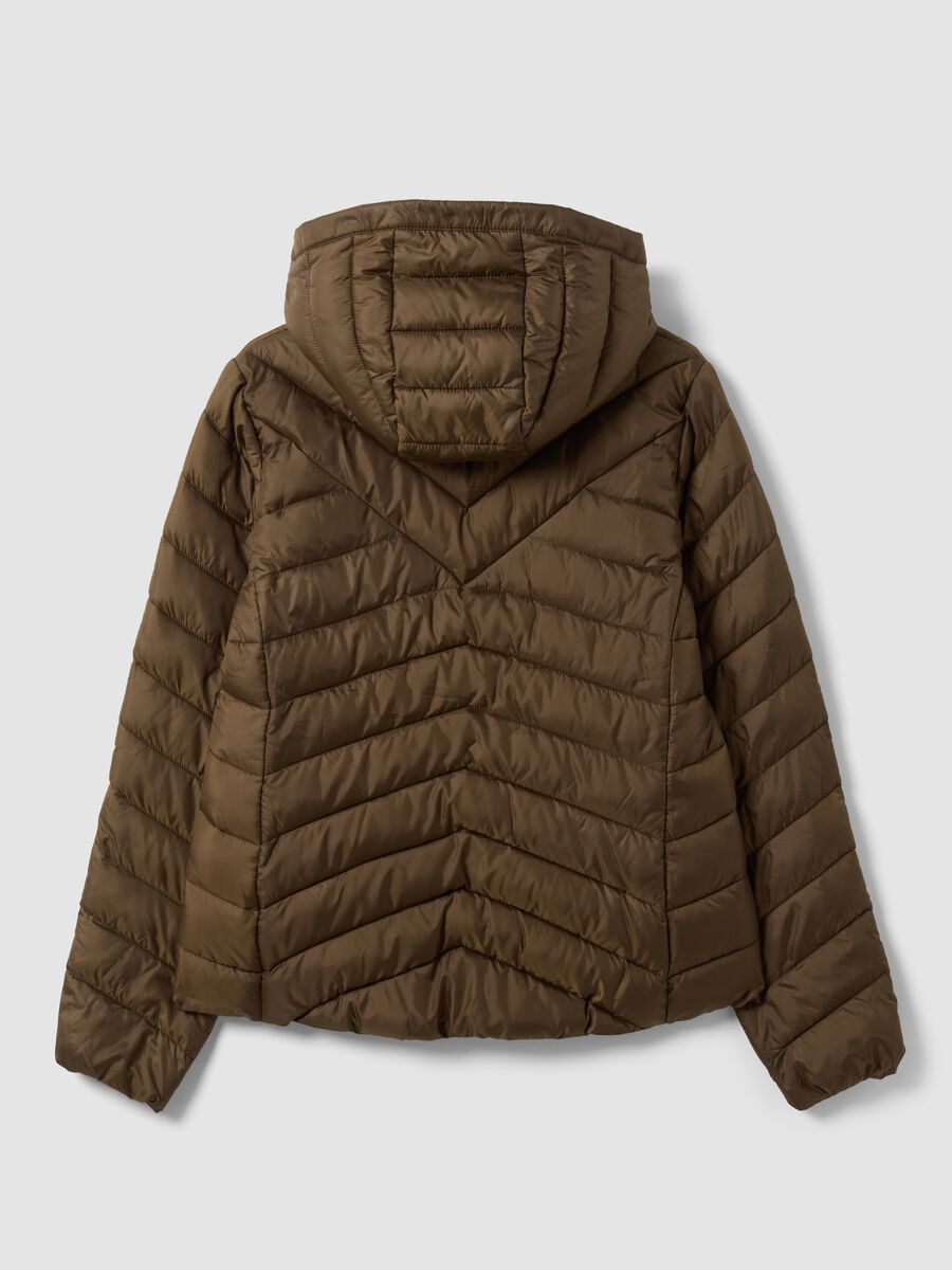 Green Ultralight quilted jacket with hood and zip_1