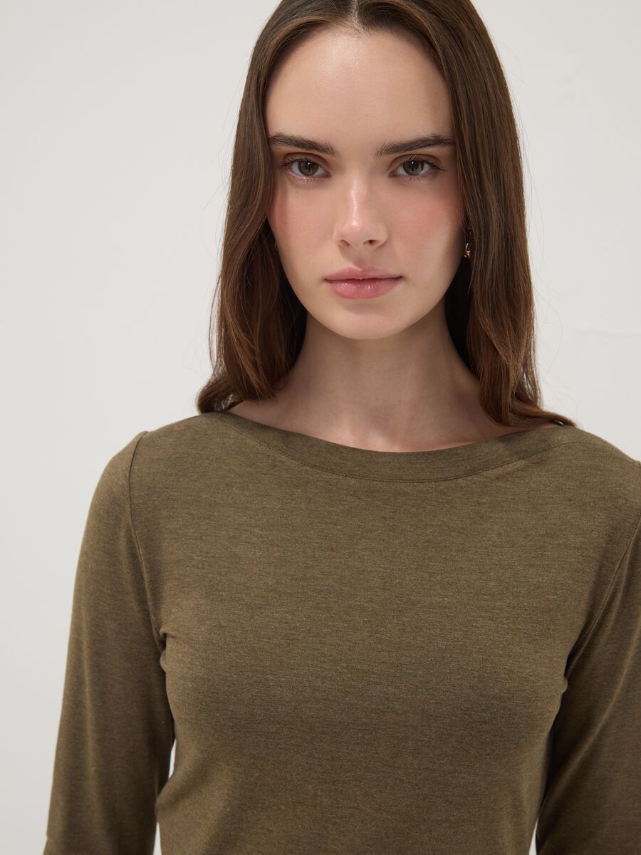 Green stretch-viscose slim-fit T-shirt_1