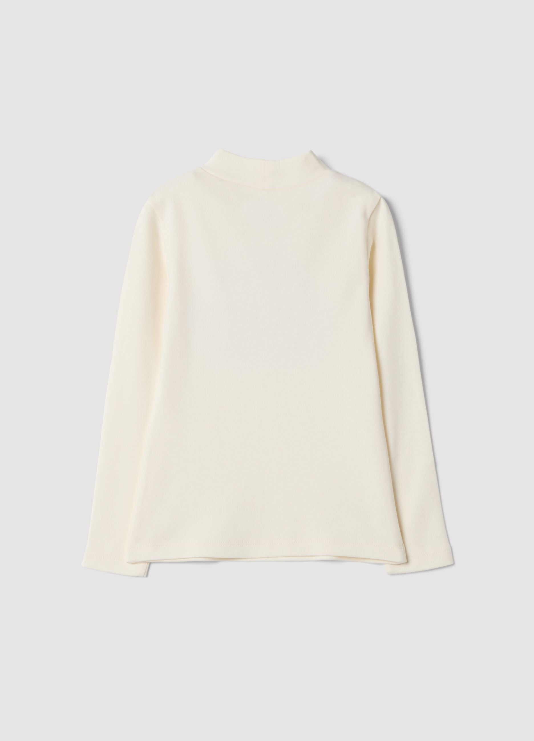 White organic cotton T-shirt with high neck