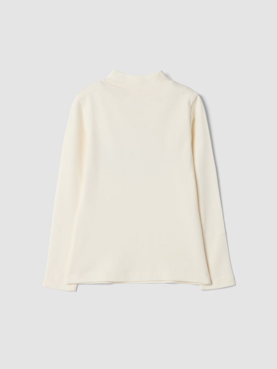 White organic cotton T-shirt with high neck_1