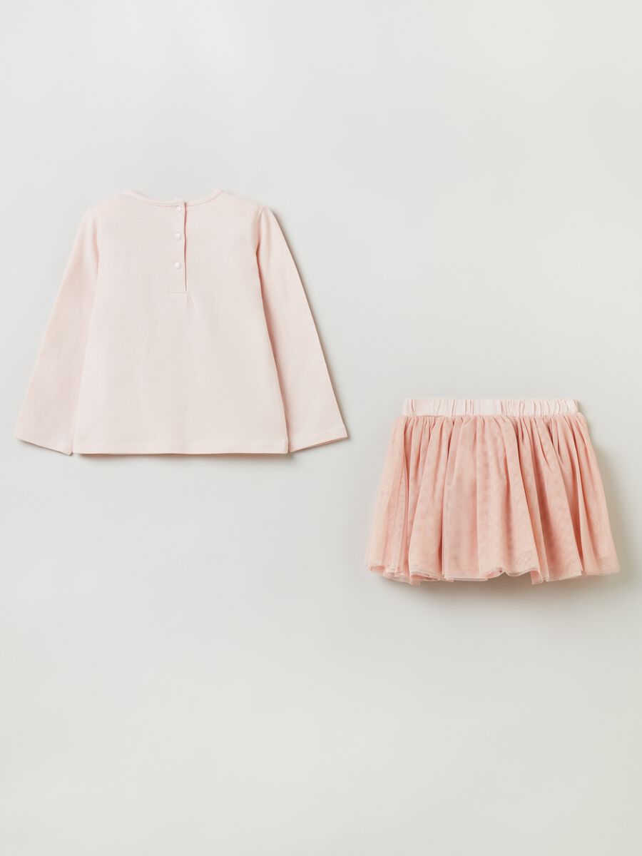 T-shirt with diamantés and skirt in tulle set_1