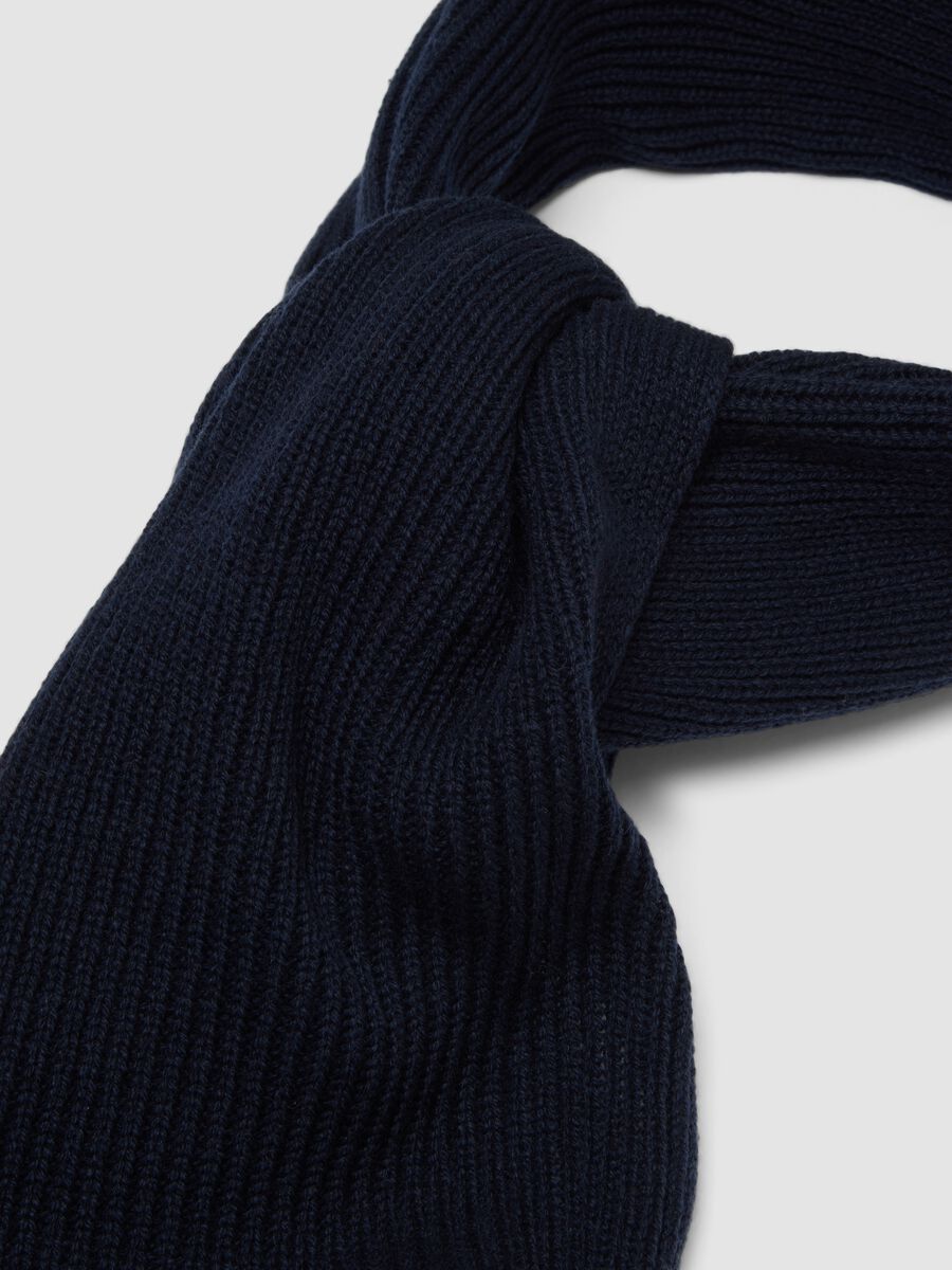Sciarpa blu in puro cashmere a coste_1