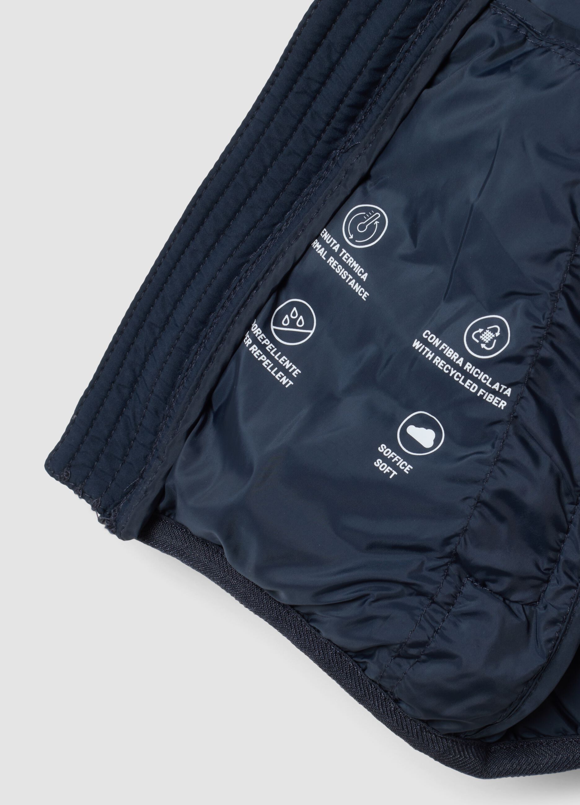 Giacca Ultralight blu trapuntata con cappuccio per bimbo