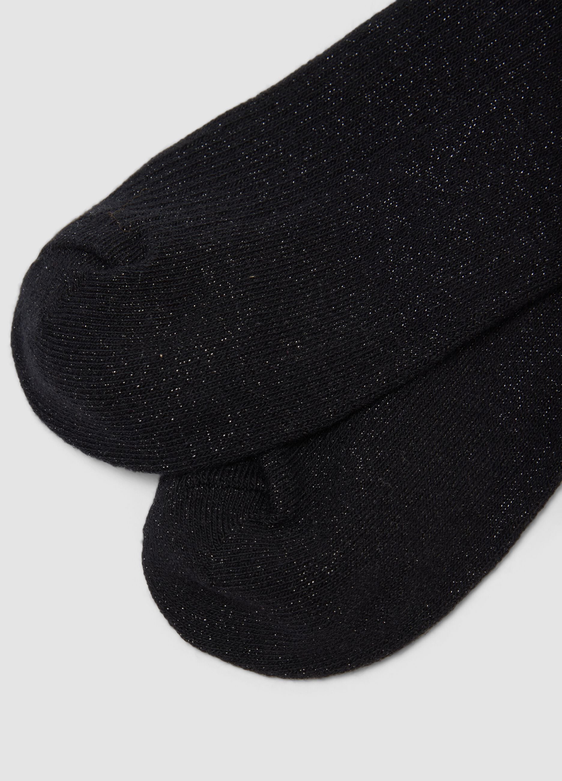 2er-Pack schwarze Socken aus elastischer Bio-Baumwolle mit Muschelsaum