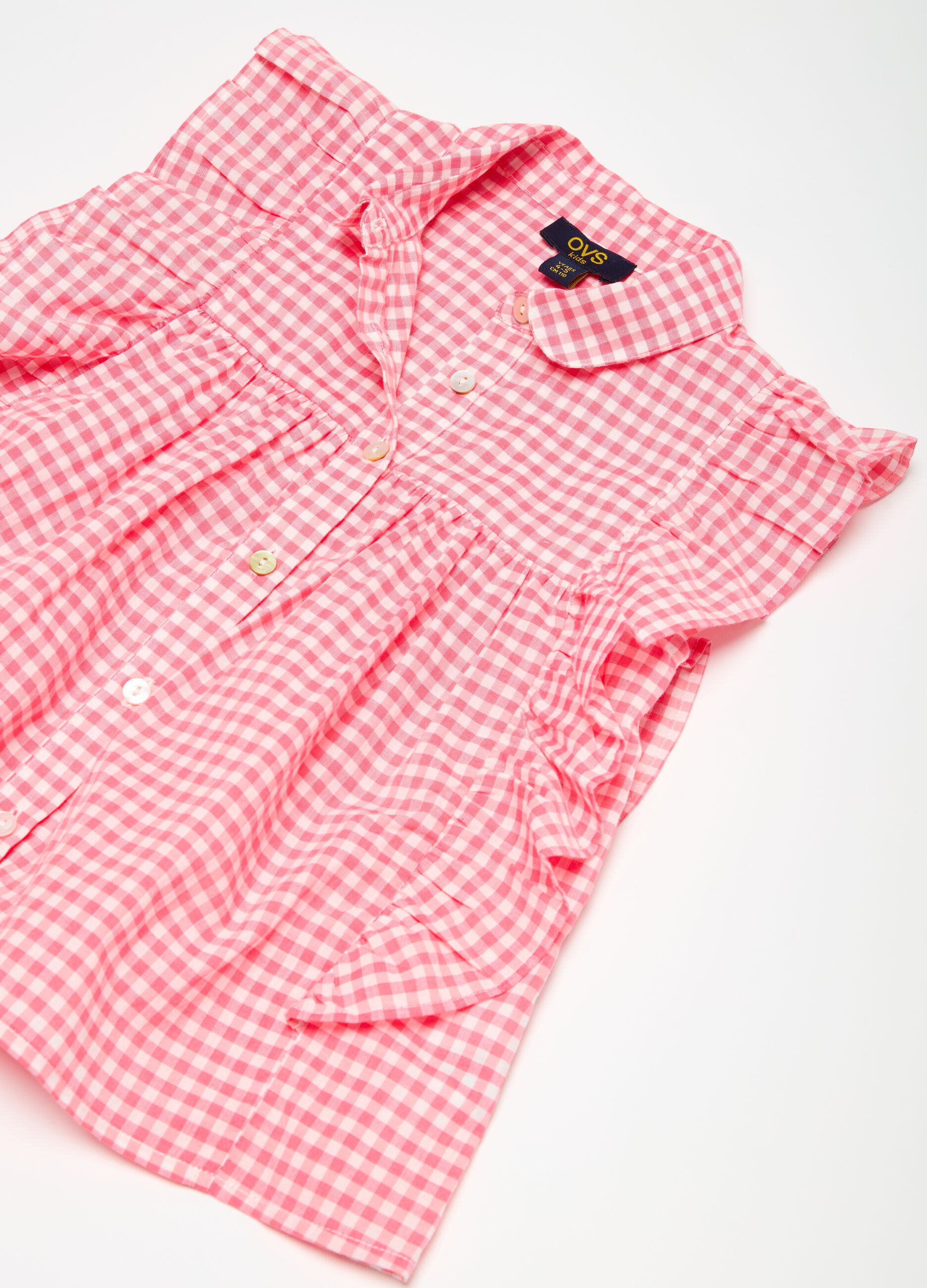 Gingham shirt with flounce