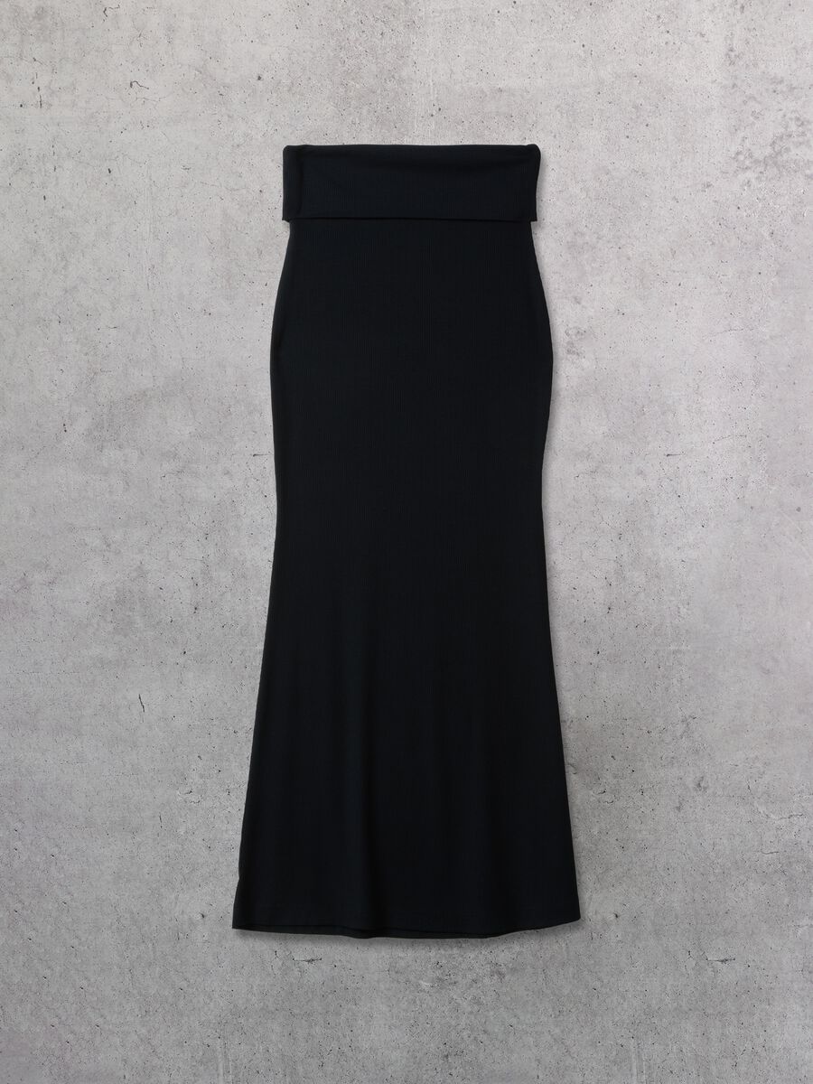 Black Foldover Long Skirt_5