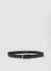 Black genuine leather belt with metal buckle_0