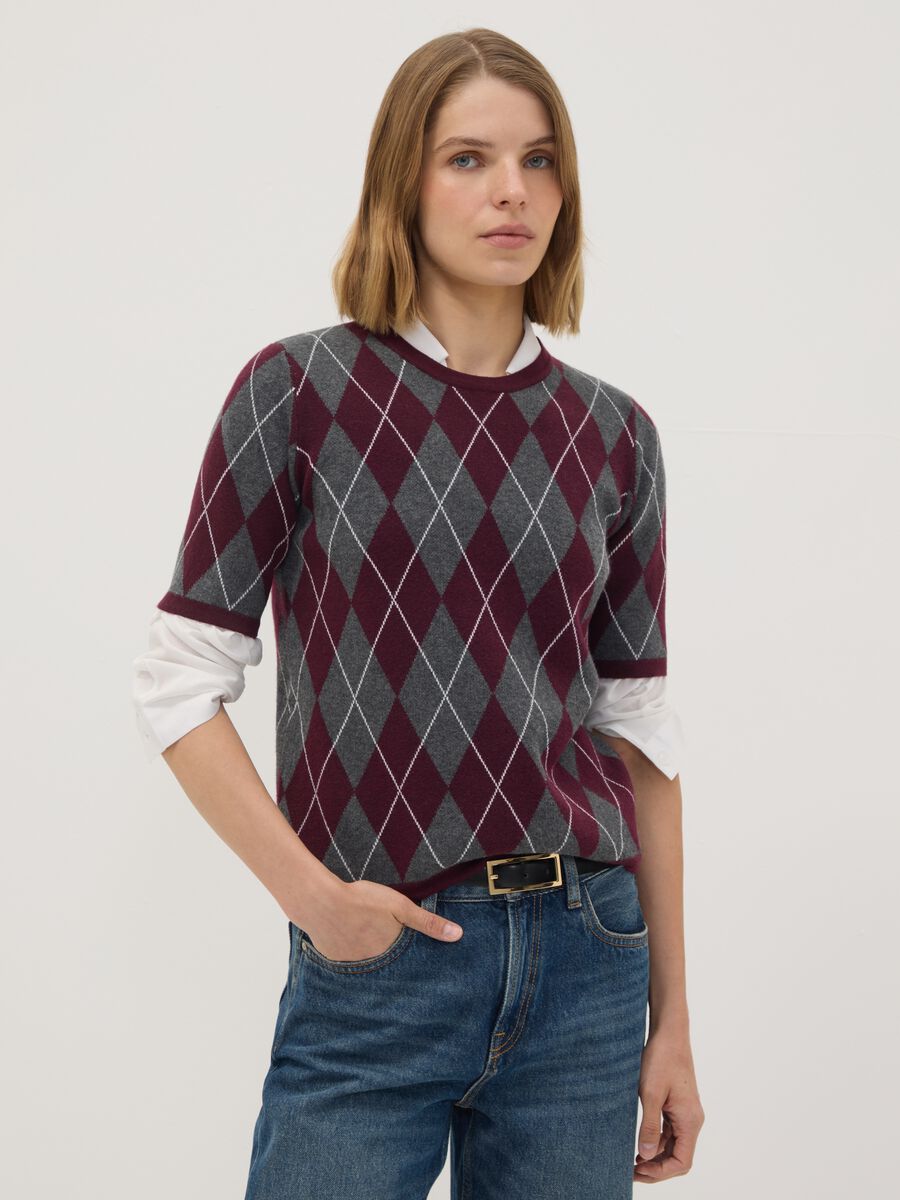 Maglia multicolor a rombi con girocollo regular fit_1