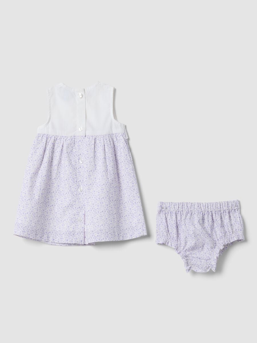 White pure cotton set with dress and matching bloomers_1