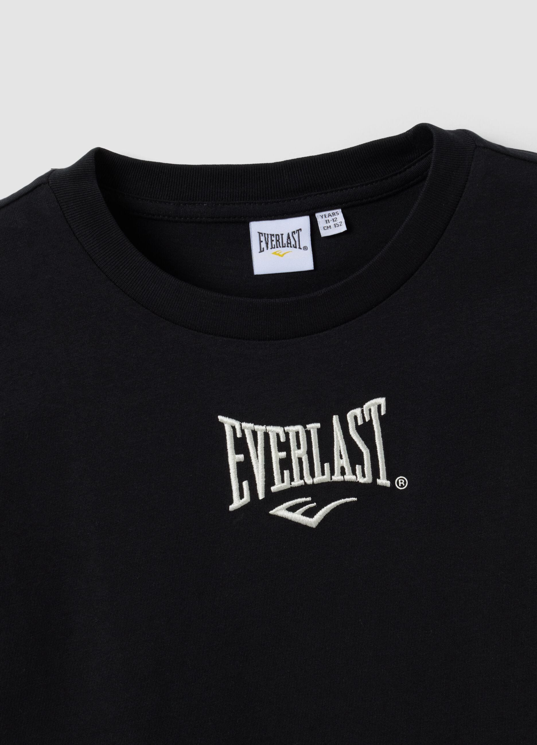 Schwarzes T-Shirt aus reiner Baumwolle mit Logo, Regular Fit, f&uuml;r Jungen