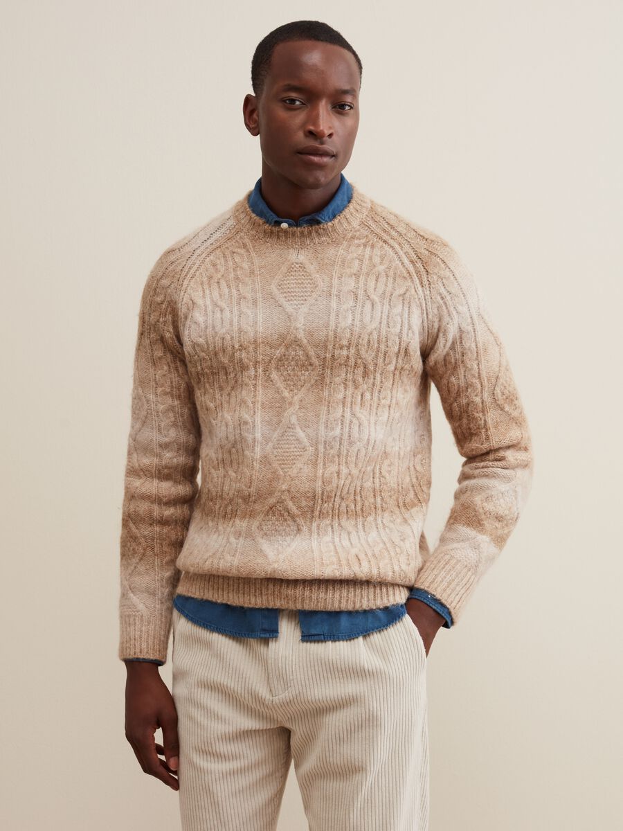 Degradé pullover with cable-knit design_0