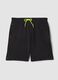 Black cotton-blend Bermuda shorts with elasticated waist, regular fit_4