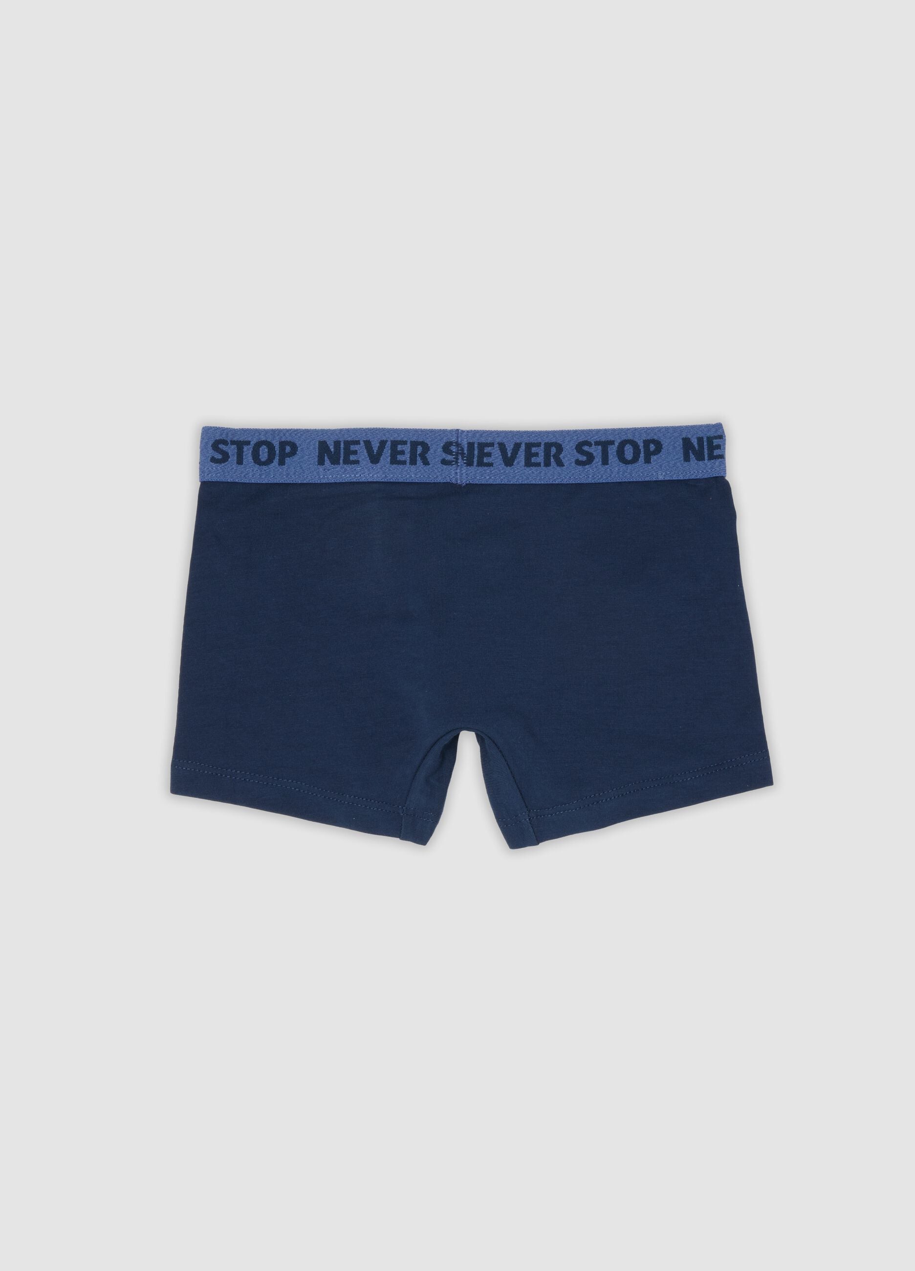 Boxer midi blu in cotone organico elasticizzato per bambino e ragazzo