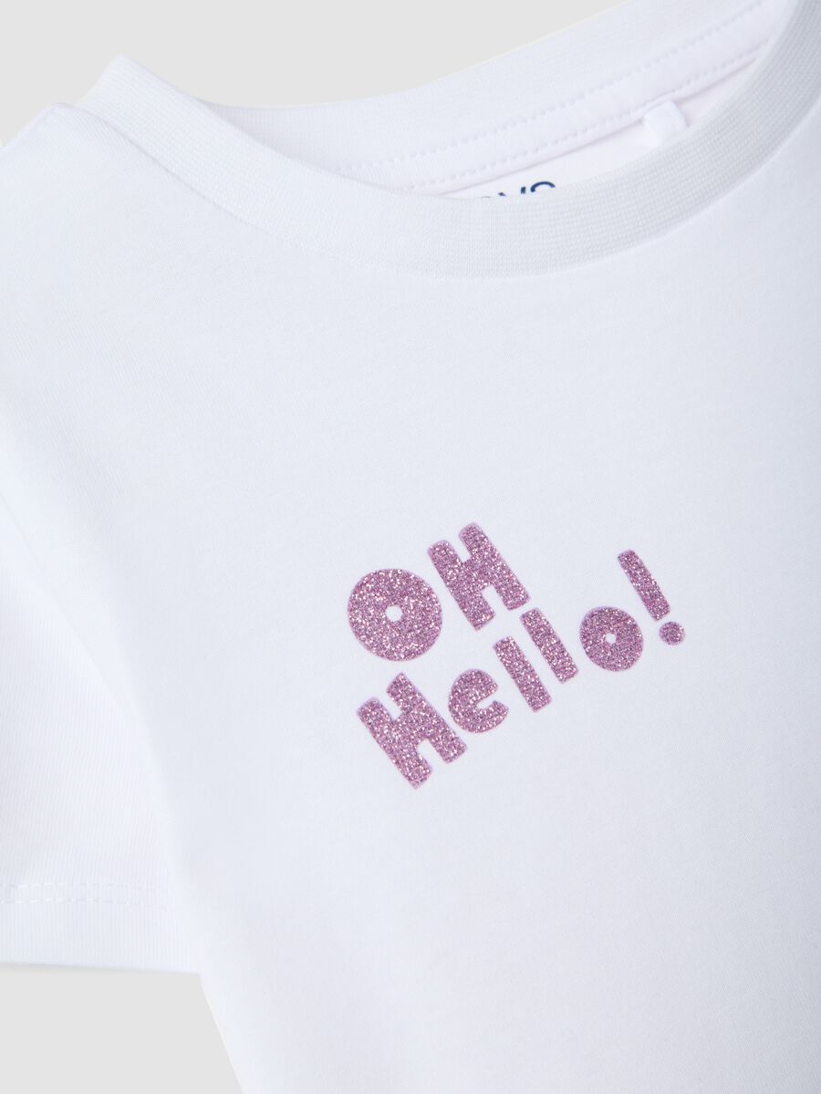 Girl's regular fit white pure cotton T-shirt with stars_2