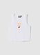 Tank top bianco in cotone elasticizzato con stampa Miami Heat fitted per ragazza_3