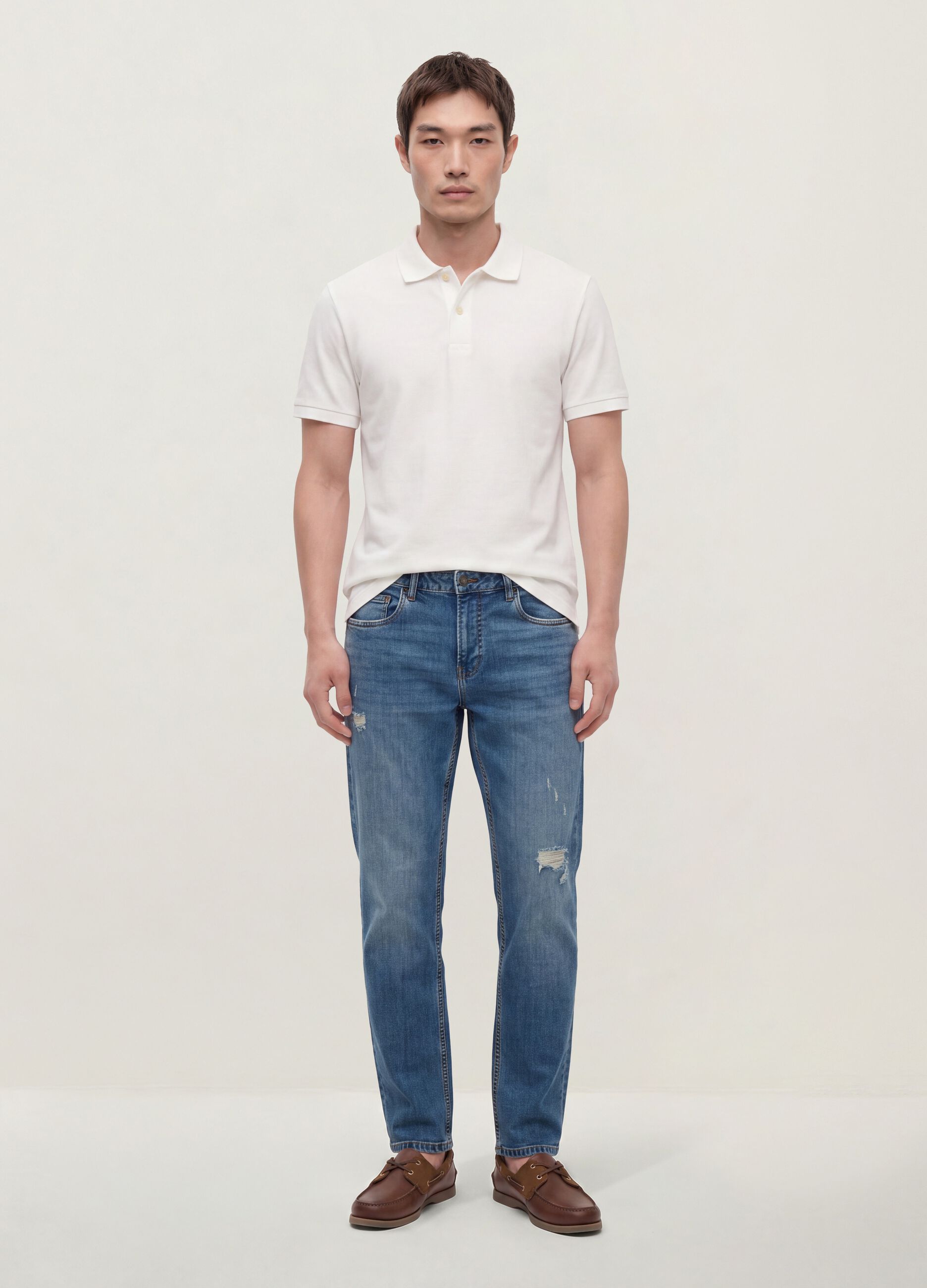 Blaue Denim-Jeans aus Stretch-Baumwolle, Regular Fit