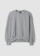 Grey crew-neck sweatshirt in cotton-viscose blend fleece, regular fit_0