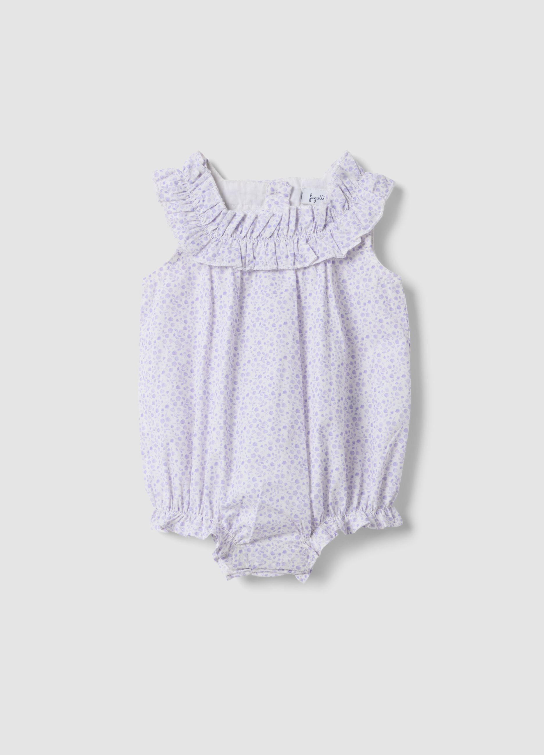 Purple pure cotton baby romper with classic collar