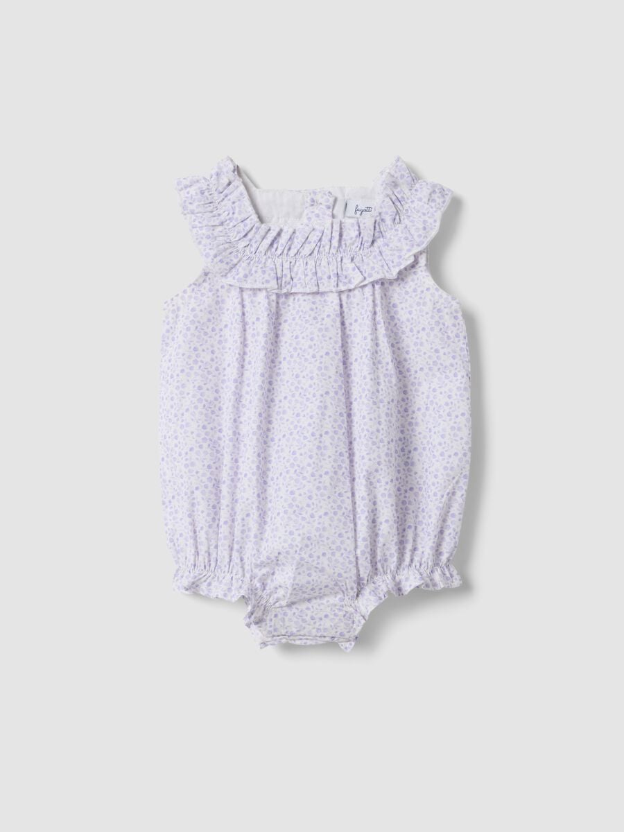 Purple pure cotton baby romper with classic collar_0