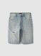 Blue denim skater fit pure cotton shorts with rips_4