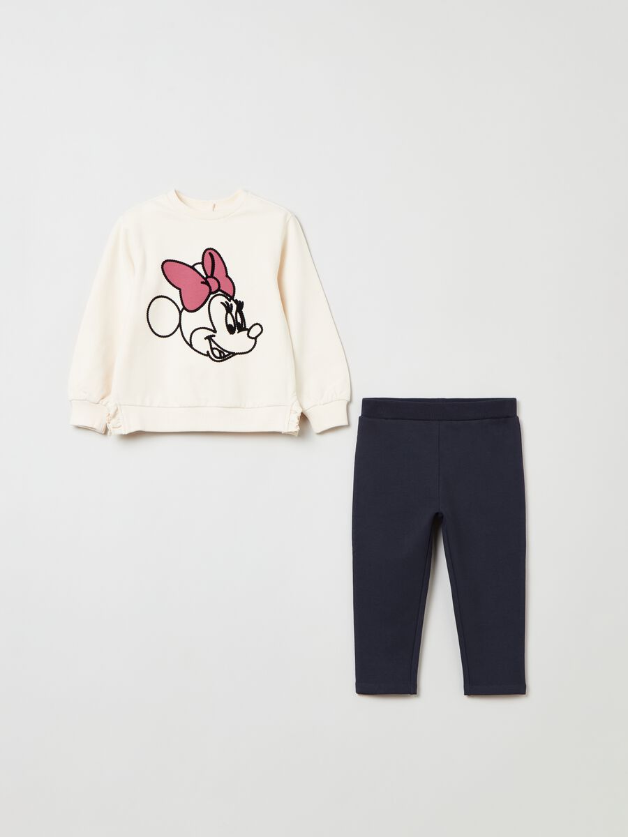 Fleece jogging set with Minnie Mouse embroidery_0