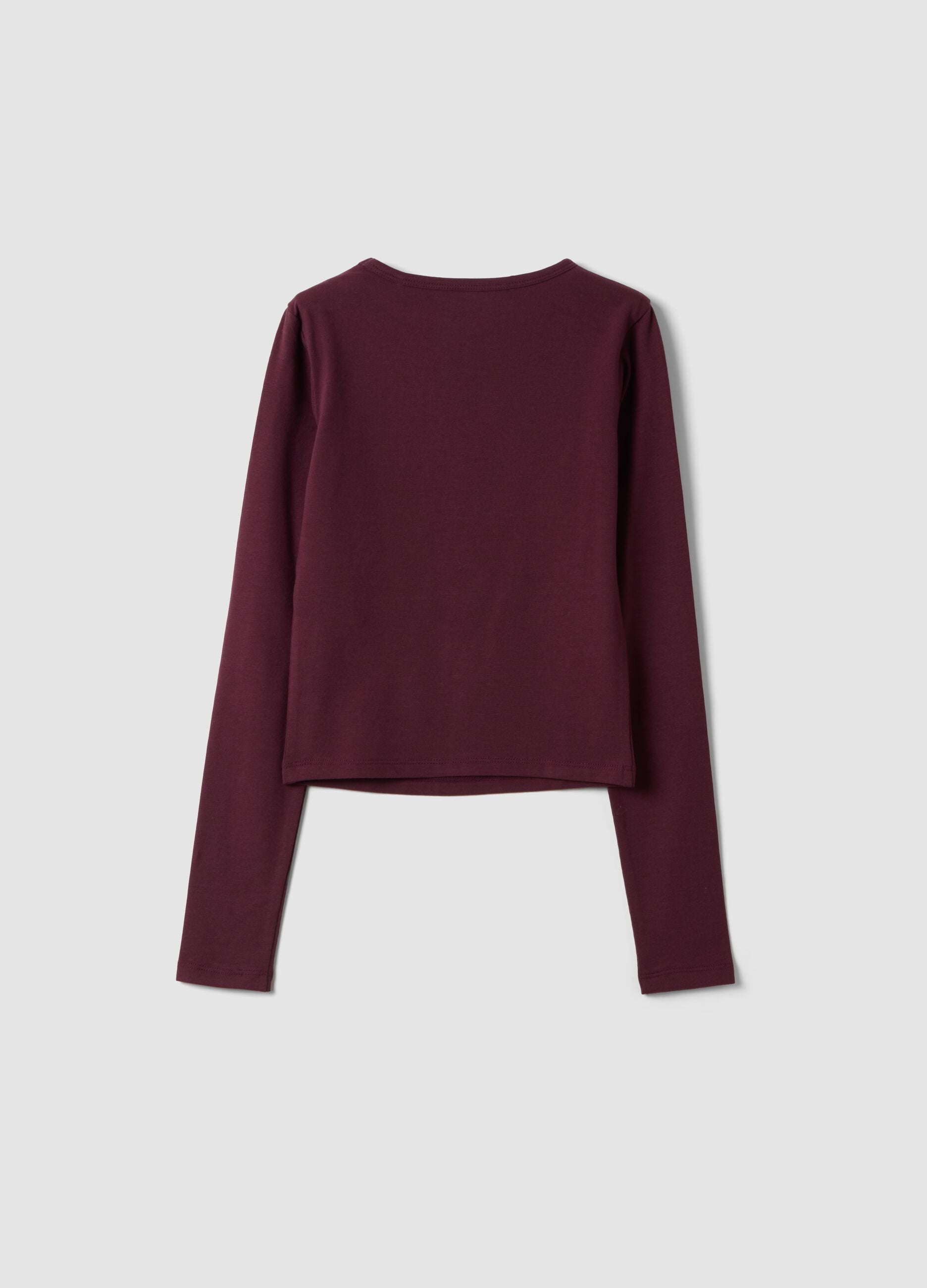 Violettes Slim-Fit-T-Shirt aus elastischem Bio-Baumwolljersey