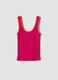 Pink pure cotton ribbed tank top_0