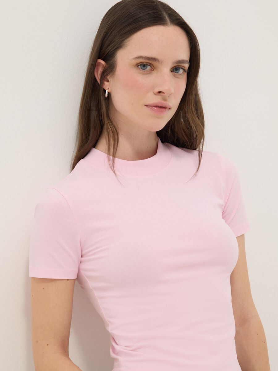 Slim fit pink stretch cotton T-shirt_1