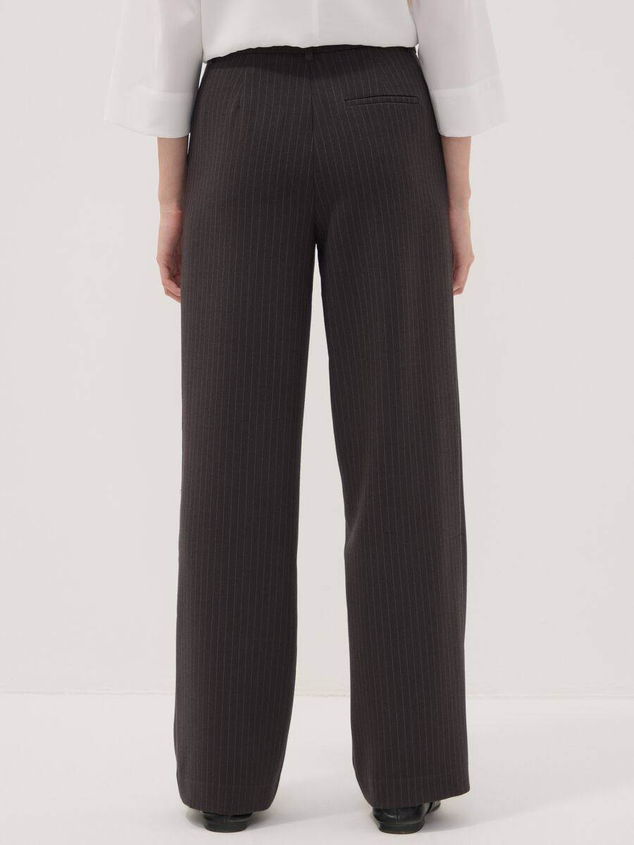 Grey pinstripe stretch viscose straight-leg trousers_2