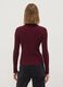 Cardigan fitted rosso a coste in misto viscosa con colletto polo_3