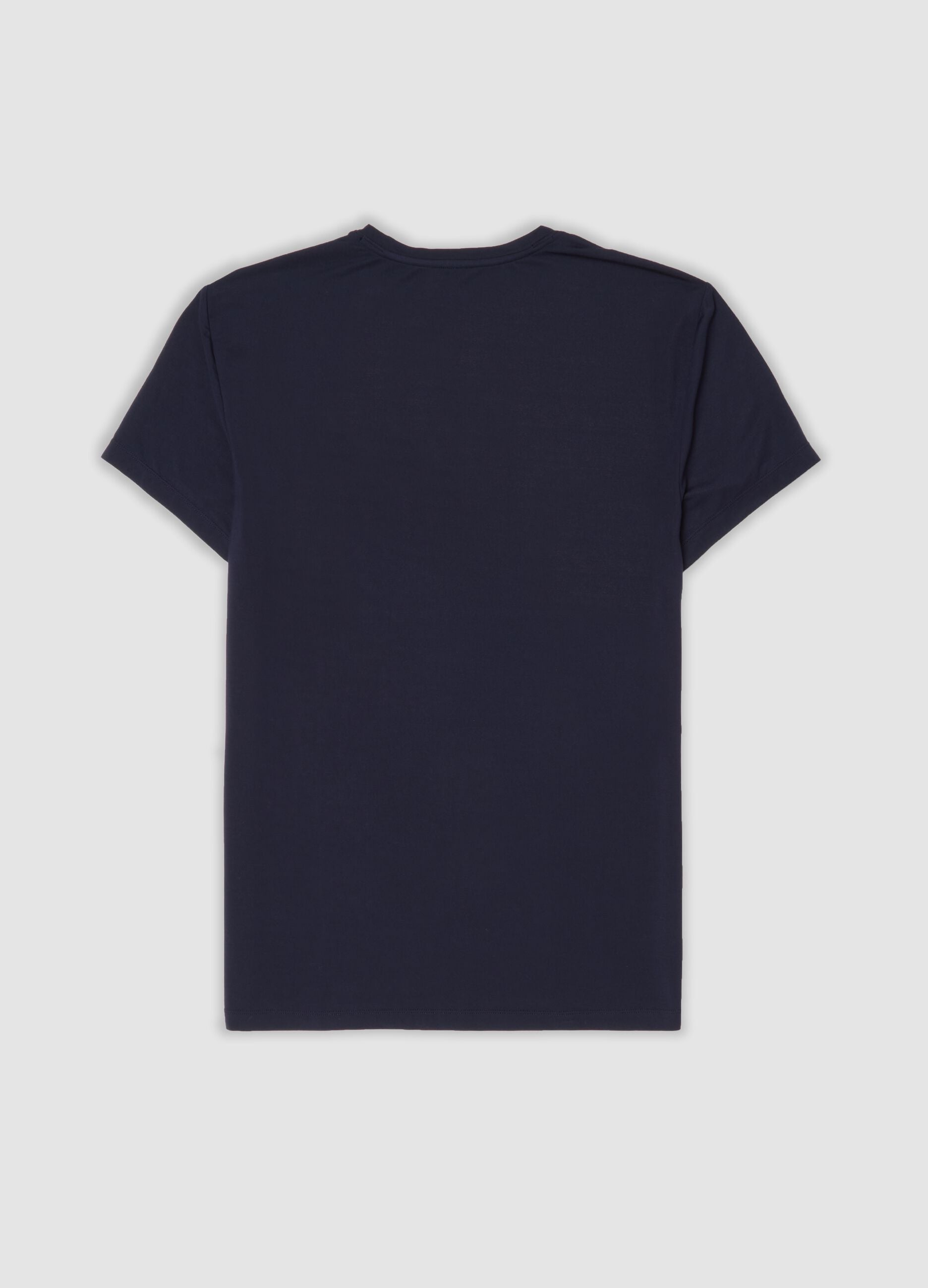 Blue stretch modal crew-neck T-shirt