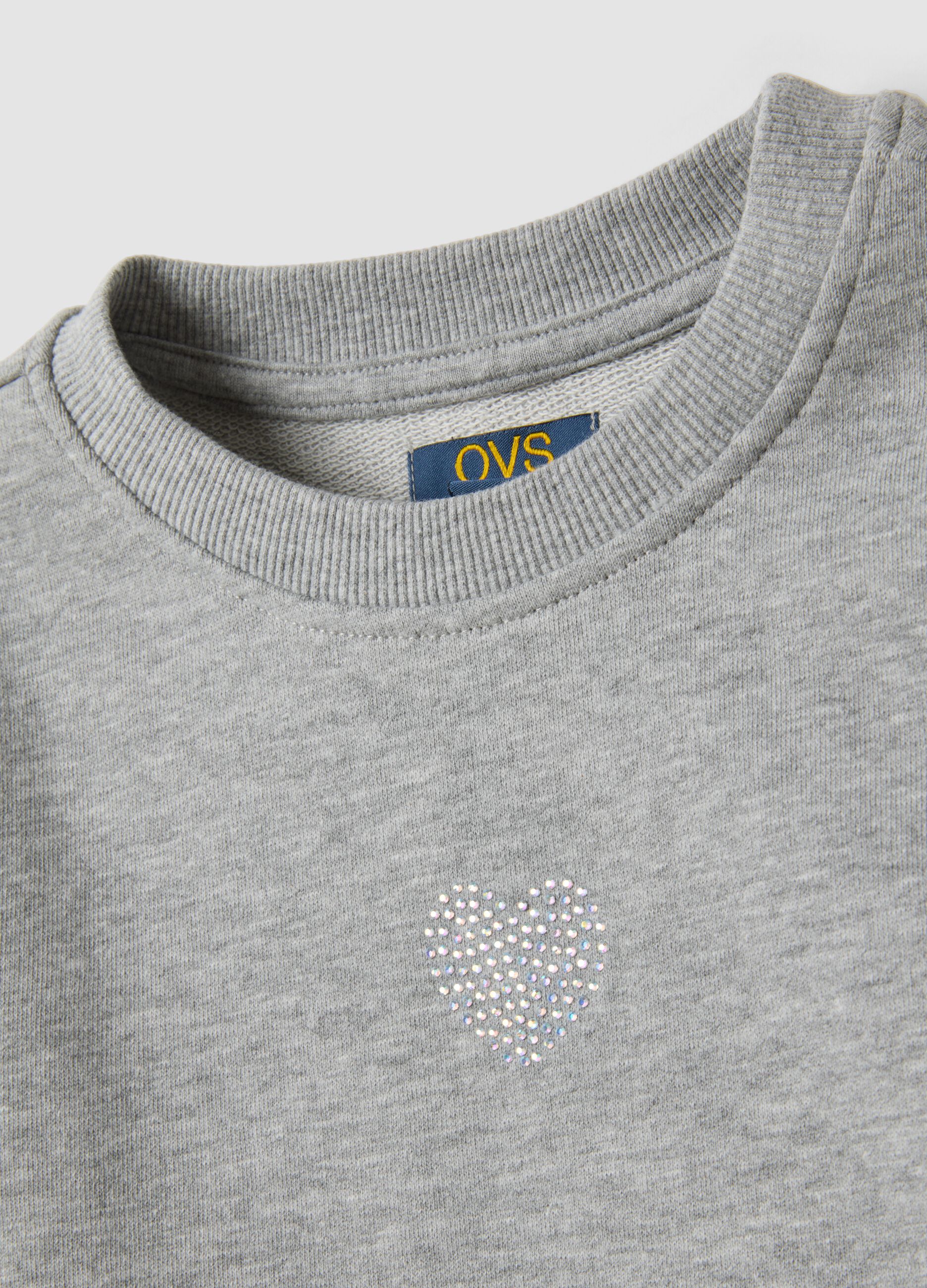 Grey pure cotton girls&rsquo; crew-neck sweatshirt with bow