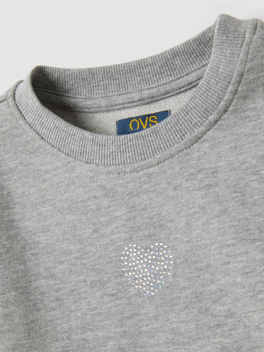 Grey pure cotton girls&rsquo; crew-neck sweatshirt with bow_3