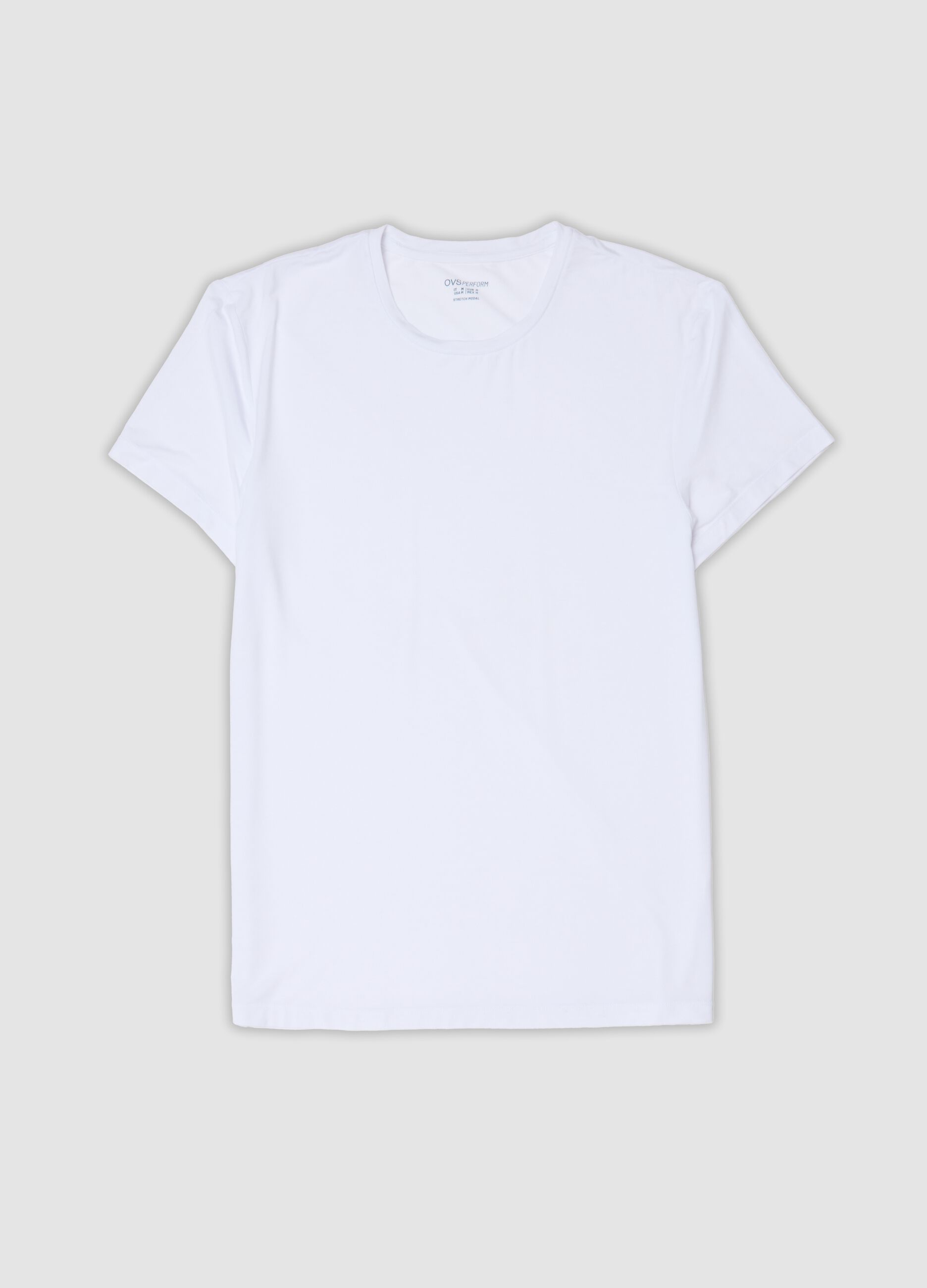Wei&szlig;es Rundhals-T-Shirt aus elastischem Modal