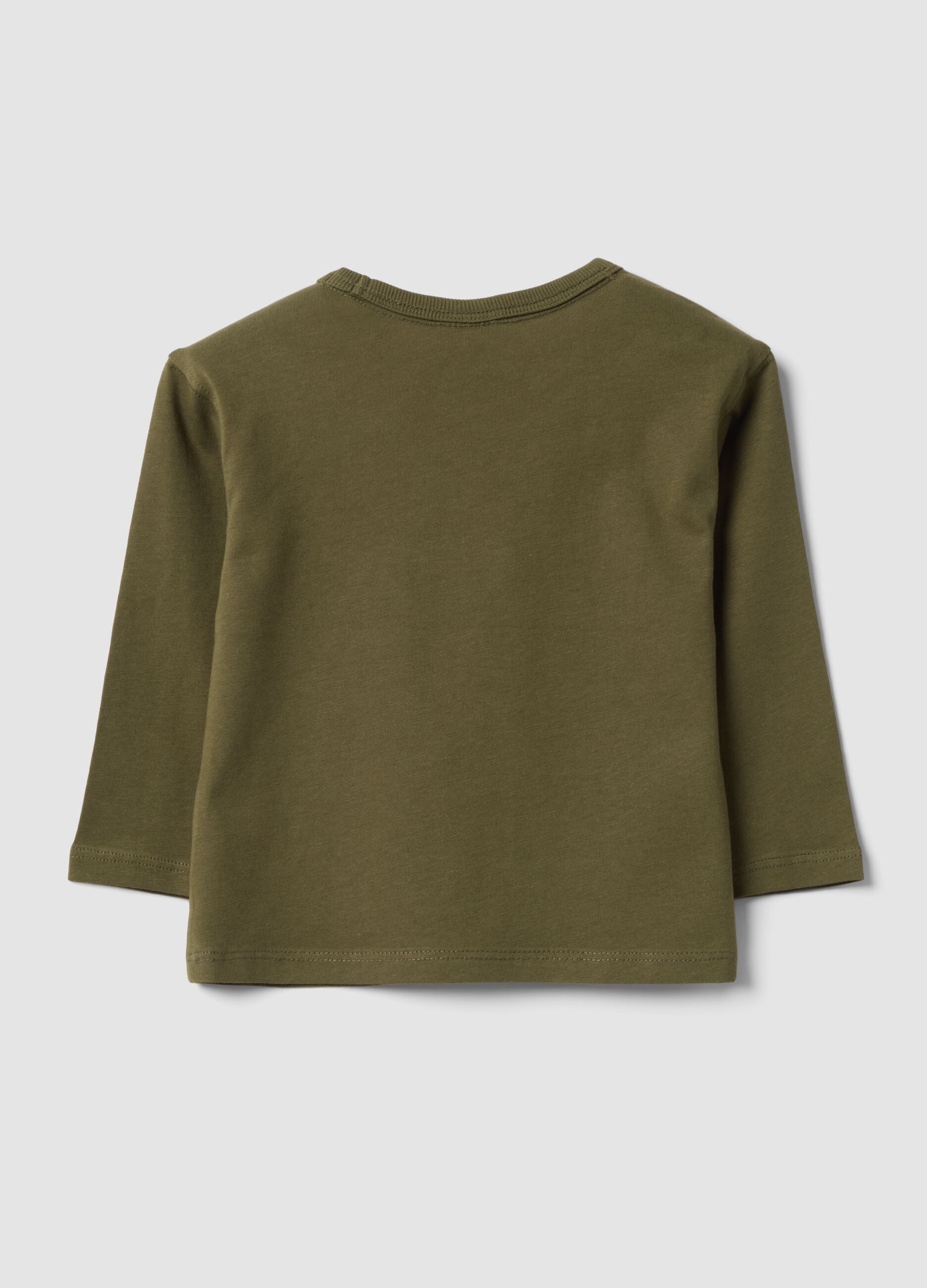 Green organic cotton T-shirt with puppy print for baby boy