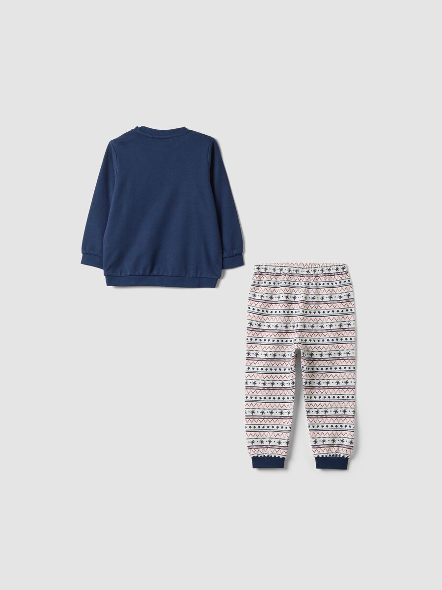 Navy blue pure cotton crew-neck pyjamas_1