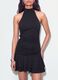 Schwarzes Stretchkleid mit Stehkragen und Volantabschluss_3