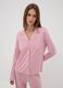 Pijama rosa em viscose pura com decote em V e debruns em contraste_0