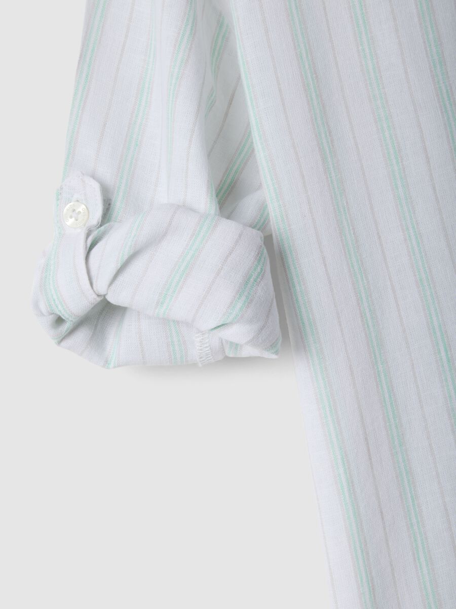 Children's regular fit multicoloured striped linen blend shirt_3