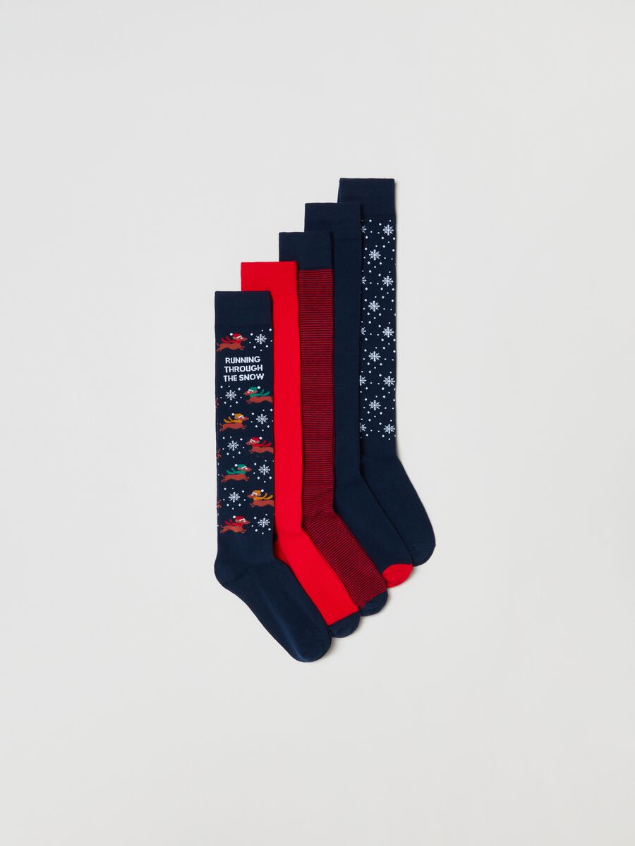 Five-pack long socks with jacquard design_0
