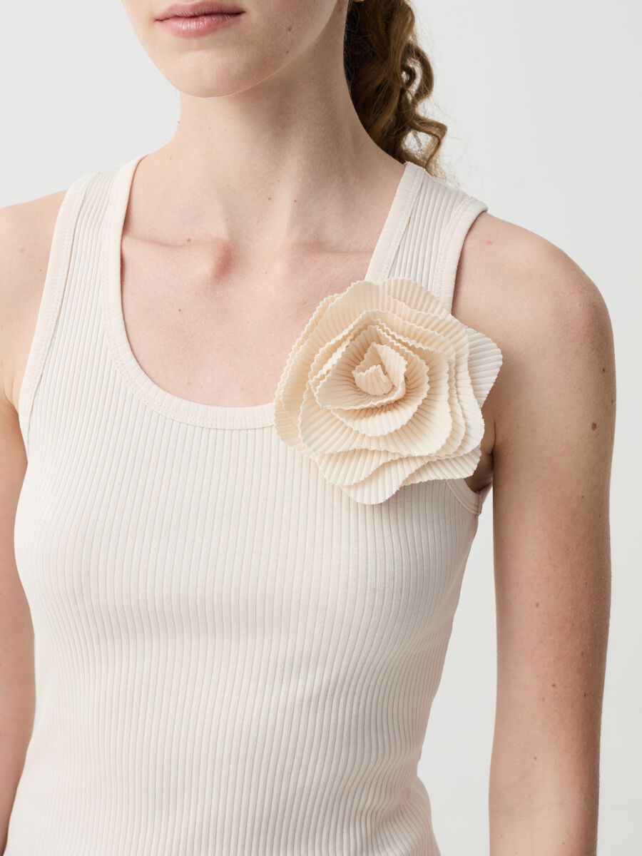 Ribbed tank top with flower_1