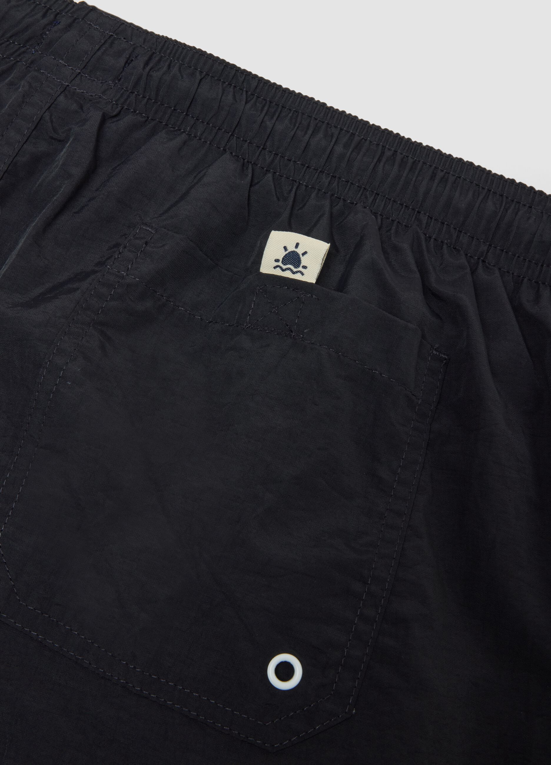 Black regular-fit swim shorts with drawstring