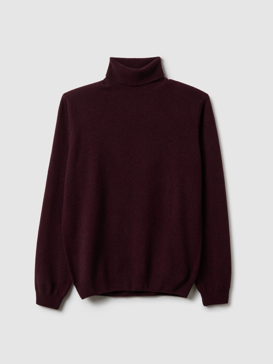 Regular fit red lambswool turtleneck sweater_0