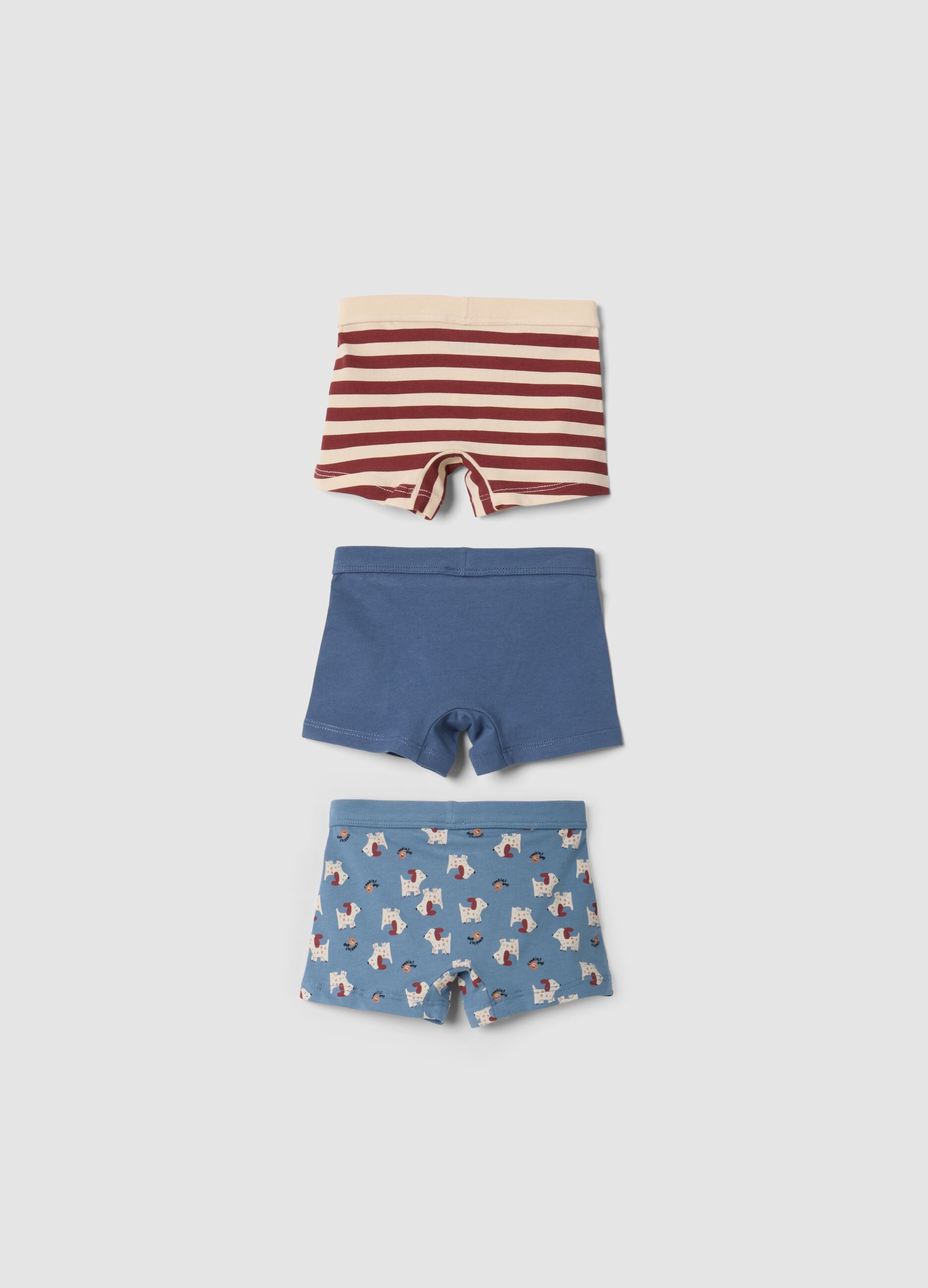 Multicolour organic stretch cotton boxer shorts 3-pack for baby boys