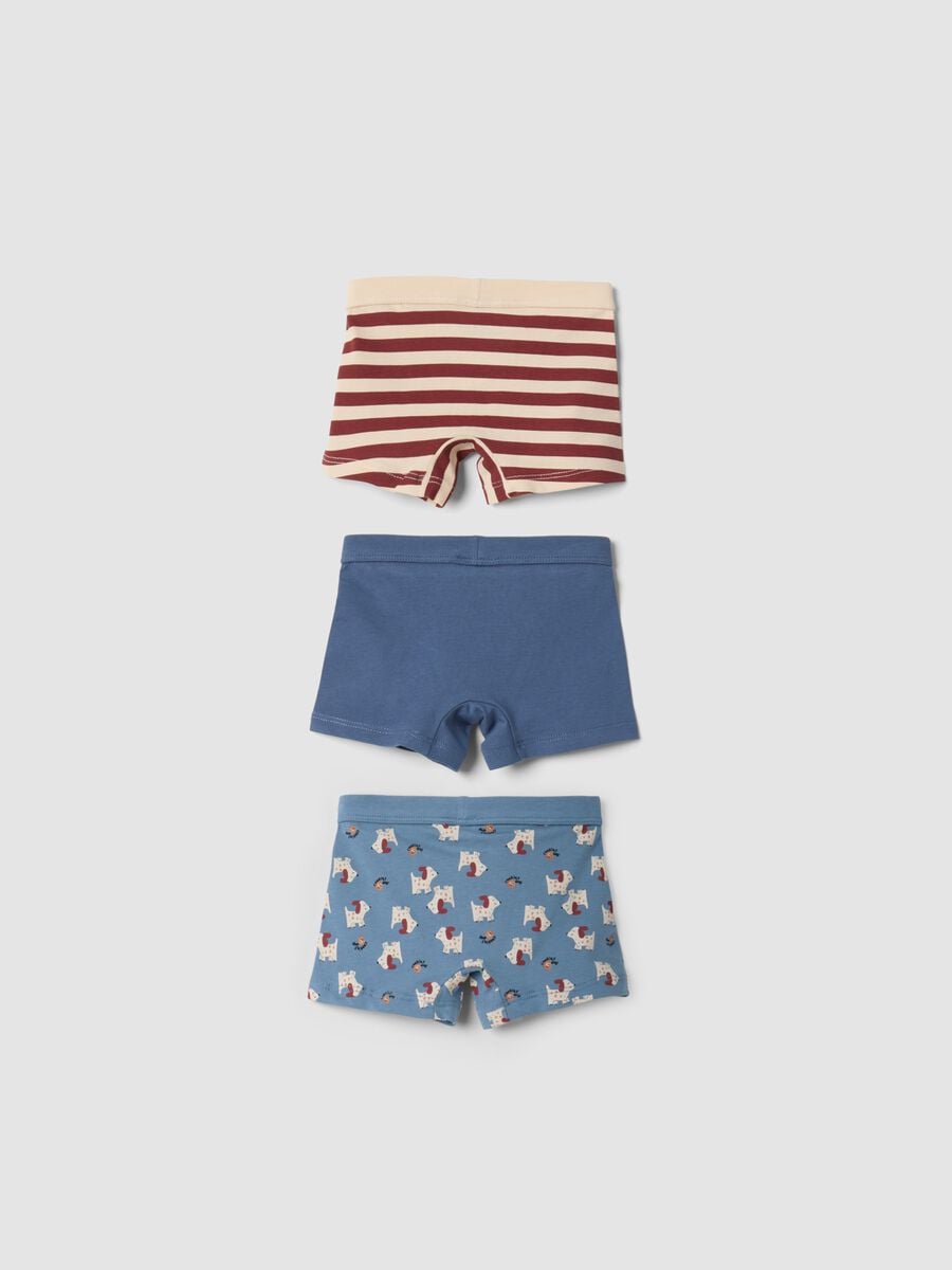 Multicolour organic stretch cotton boxer shorts 3-pack for baby boys_1