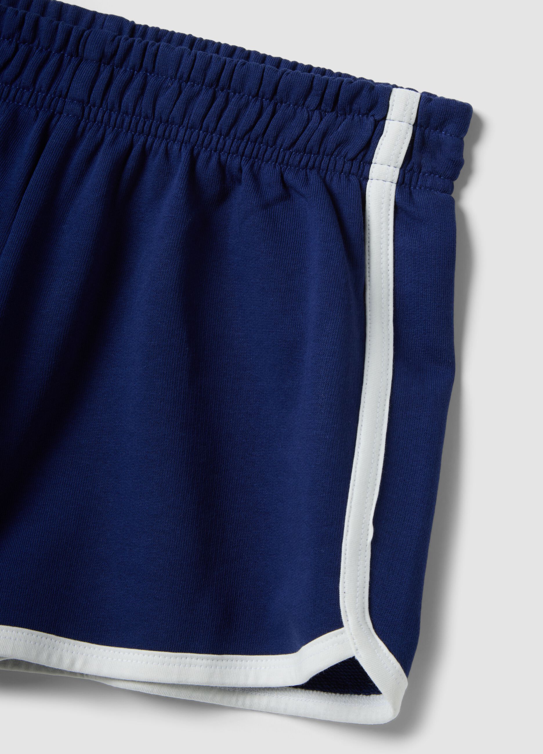 Blue pure cotton shorts with elasticated waist, regular fit