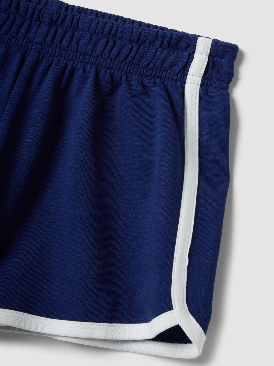 Blue pure cotton shorts with elasticated waist, regular fit_5
